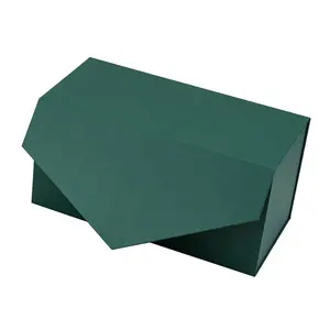 Wholesale Luxury green color rigid handmade folder gift boxes paper box with magnetic snap