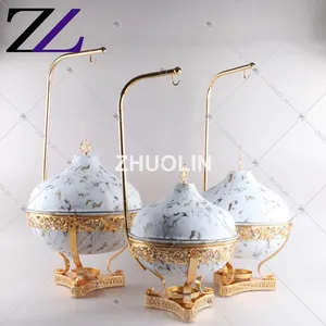Antique chef dish set food warmer wedding white chafing dishes buffet catering stainless steel chaffing dish with hanging lids