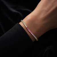 Bracelet tennis en tourmaline naturelle personnalisé, en argent sterling 925, hypoallergénique, vente en gros, bijoux fins arc-en-ciel, offre spéciale usine