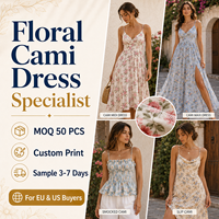 Robe longue bohème personnalisée à bretelles fines, motif floral, dos nu, en viscose, fabrication OEM AQL 1.25, tailles XS-3XL, pour l'été