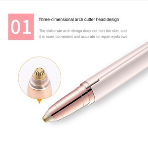 Tondeuse à sourcils rechargeable 2 en 1, épilateur facial pour femmes, rasoir électrique indolore pour le <span class=keywords><strong>visage</strong></span> avec lumière LED, étiquette privée OEM - Product Image 5