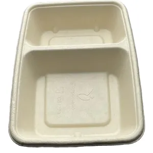 Açúcar Food Container Take Away Almoço Embalagem CS1200ml 2 Compartimento CS1400ml Bagaço Caixa Bandeja