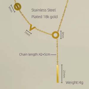 Collar Asimétrico con Letras de Acero Inoxidable 18K para Mujer, Acero de Titanio con Baño de Oro, Joyería Moderna y a la Moda para Regalos - Product Image 6