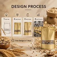 Sachet Doypack Personnalisé Doré Mat avec Fenêtre pour Emballage de Grains et de Semences, Refermable avec Fermeture Zip, Qualité Alimentaire