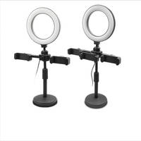 Yuvarlak disk çok kamera masaüstü dolgu ışığı, flamalar için canlı akış güzellik lamba, 3/2-kamera masaüstü geri çekilebilir 6-Inch standı