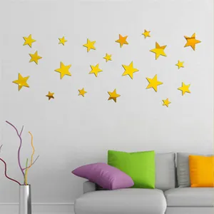 20PCS Acrylic Star Mirror Wall Sticker Reflective Waterproof Mirror Stickers For Living Room Bedroom Mural Room Decor