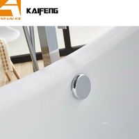 Baignoire autoportante en acrylique de luxe en forme de bateau KF-720, joint sans soudure, double marchepied, drain escamotable noir, blanc brillant
