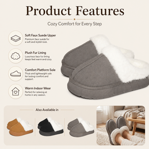 Pantuflas de Invierno para Mujer, Cómodas y Suaves, de Piel Sintética, para Interiores y Exteriores, para el Hogar - Product Image 5