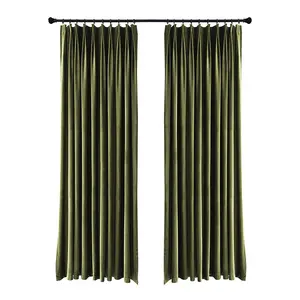 Elegante grüne Samt vorhänge Vorhänge Schlafzimmer Fenster vorhänge 96 Zoll lange Wohnzimmer Dekoration Rod Pocket Drape Vorhang