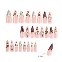 Faux ongles Lefan 3D imprimé léopard zèbre style français, portables, extra-longs, motif fleur de cerisier, qualité export