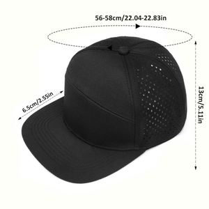 Casquette de baseball à visière plate en gros, 10 couleurs disponibles, style sportif avec découpe laser, casquette trucker snapback 100 % polyester - Product Image 5