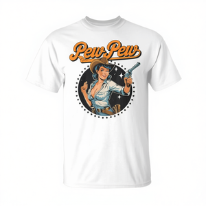 Camiseta de vaquero y vaquera, estilo country, del Oeste, del Salvaje Oeste, con diseño de caballo y la frase 'Pew Pew' - Product Image 2