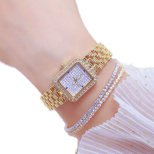 Kadınlar için 2025 lüks Rhinestone bayanlar izle buzlu Out kol saati ile özel ODM izle kutusu paslanmaz çelik kuvars hareketi - Product Image 1