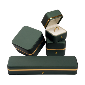 Custom logo Gold-trimmed PU Leather Rounded Corner <b>Ring</b> and Bracelet Boxes, Jewelry Packaging Boxes, Wholesale and On-demand - Product Image 1