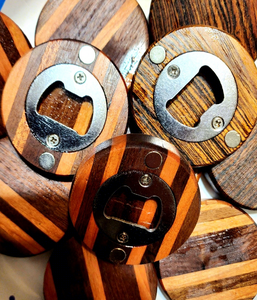 Ouvre-bouteille rond en bois, ouvre-bouteille manuel en acier inoxydable, ouvre-bouteille en métal avec poignée en bois faite à la main, outil de cuisine et de bar - Product Image 3