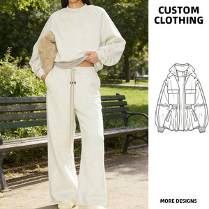 <span class=keywords><strong>Sudadera</strong></span> Corta de Mujer 2026 Color Avena con Manga Raglán, Forro Polar Grueso, Estilo Urbano Esencial, Venta Directa de Fábrica OEM/ODM - Product Image 1