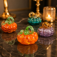 Ornement de citrouille en verre de style Murano fait main pour Halloween, Thanksgiving, décoration d'automne, cadeau coloré pour la récolte d'automne