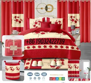 Set di biancheria da letto per la casa di vendita calda stampato 24 pezzi copriletto, lenzuola e tende