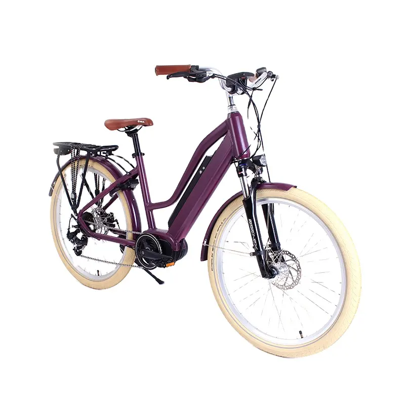 OEM prezzo all'ingrosso di fabbrica 26 pollici CE Lady Bike Step Thru Bafang Mid Motor City Bike 250W bicicletta da strada bici elettrica