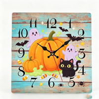 Horloge murale en bois silencieuse sans tic-tac, style vintage, en planches de pin brun, rétro, rustique, côtier, carrée, décoration murale
