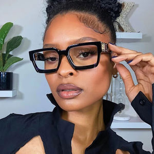 Lunettes <span class=keywords><strong>de</strong></span> lecture carrées surdimensionnées pour hommes et femmes, marque <span class=keywords><strong>de</strong></span> luxe 2024, verres transparents, montures épaisses, anti-lumière bleue - Product Image 1