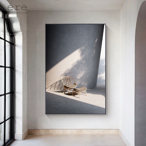 Pintura Abstracta <span class=keywords><strong>de</strong></span> Silla con Luz y Sombra sobre Lienzo, Arte <span class=keywords><strong>de</strong></span> Pared Contemporáneo Minimalista para Decoración <span class=keywords><strong>de</strong></span> Pasillo y Fondo <span class=keywords><strong>de</strong></span> Sofá - Product Image 1