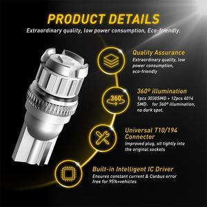 Ampoule LED AUXITO Bestseller T10 B2 9V 18V, ampoule de phare LED bleue 240lm 1 pièce 3030SMD 12 pièces 4014SMD pour éclairage intérieur de voiture - Product Image 6
