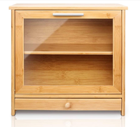 Boîte à pain en bambou à double couche grande capacité pour comptoir de cuisine avec couteau à pain intégré et tiroir à fenêtres transparentes