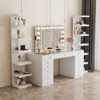 Coiffeuse de fabricant avec miroir à ampoules LED et tiroirs de rangement, vente en gros de coiffeuses de maquillage pour les achats en vrac