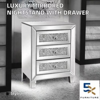 Table de chevet contemporaine avec miroir et tiroir à hauteur réglable, mobilier de luxe pour appartement, table d'appoint