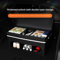 Organisateur de coffre de voiture en cuir double couche de luxe, grande capacité, pliable, bac de rangement portable pour coffre de voiture, SUV