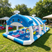 Équipements de jeux commerciaux pour enfants, jouets gonflables, piscine gonflable en plastique, parc aquatique gonflable avec parasol