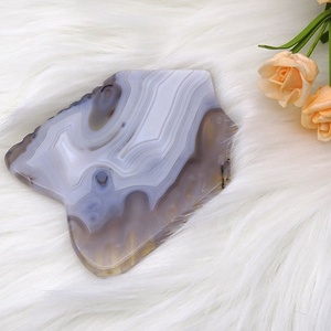 Fabricante chinês de Venda Quente OEM Natural Stripe Ágata Pedra Gua Sha <span class=keywords><strong>Guasha</strong></span> Corpo Cinza Raspagem Facial Ferramenta De Massagem para Emagrecimento - Product Image 4