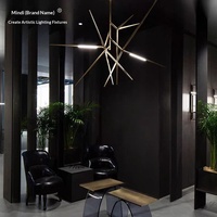 Lustre de restaurant minimaliste postmoderne, personnalisé, créatif, en métal, en forme de branche, finition chromée dorée, lumière LED