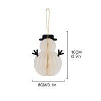 Ornements de Noël suspendus en papier nid d'abeille 3D (Père Noël, Bonhomme de neige, Cloche) Réutilisables, écologiques, décorations magnétiques pour fêtes de Noël