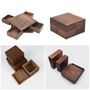 กล่องของขวัญงานแต่งงานไม้เนื้อแข็งสลักลายตามสั่ง - ชั้นวางอเนกประสงค์ - บรรจุภัณฑ์แบบวางได้ พร้อมโลโก้และสไตล์ที่กำหนดเอง - Product Image 1