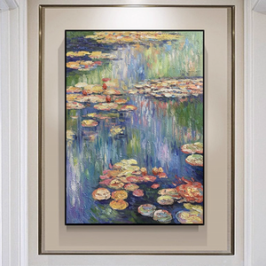<span class=keywords><strong>Les</strong></span> <span class=keywords><strong>nénuphars</strong></span> <span class=keywords><strong>de</strong></span> <span class=keywords><strong>Monet</strong></span> Peint à la main Peintures à l'huile Fond d'entrée Peintures décoratives murales dans le salon Art mural Décoration intérieure - Product Image 5