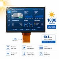 شاشة TMK مقاس 10.1 بوصة بدقة 1024*600 عالية السطوع من نوع A-Si TFT IPS LCD مع إضاءة خلفية LED مدمجة 1000 نيت RGB TTL RTP تعمل باللمس ومقاومة لأشعة الشمس