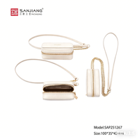 SANJIANG Mini sac bandoulière de luxe en cuir PU, étui à rouge à lèvres à double fermeture éclair avec chaîne et sangle en cuir pour femme