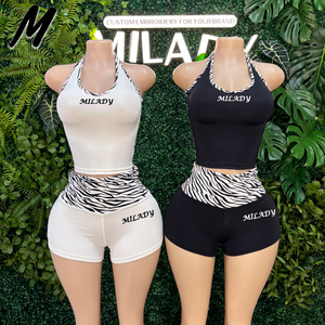 Completo Y2K MILADY con Top Halter Stampa Leopardata e Pantaloni Svasati Pieghevoli per Donna, Set Due Pezzi con Fascia per Capelli Abbinata Stampa Ghepardo - Product Image 3