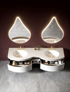 Mueble de baño de acero inoxidable de diseño moderno, tocadores de inodoro impermeables con lavabo de cerámica y espejo enmarcado para villas - Product Image 3