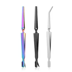 Double Heads Nail Tools Manicure Cuticle Pusher Stainless Steel Poly Gel Nail Tips Tweezers Clip Phototherapy Extended Clip