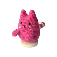Poupée chat fuchsia plate, brillante, faite main au crochet, de haute qualité, adorable, pour décoration intérieure