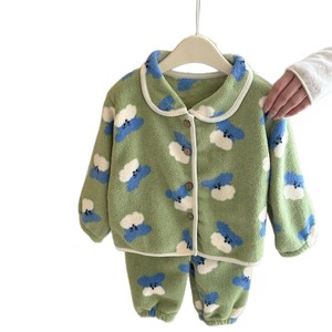 <span class=keywords><strong>Pyjama</strong></span> d'hiver chaud et épais en <span class=keywords><strong>velours</strong></span> pour enfants, garçons et filles, avec cardigan en polaire fendu et motif animalier de dessin animé - Product Image 1