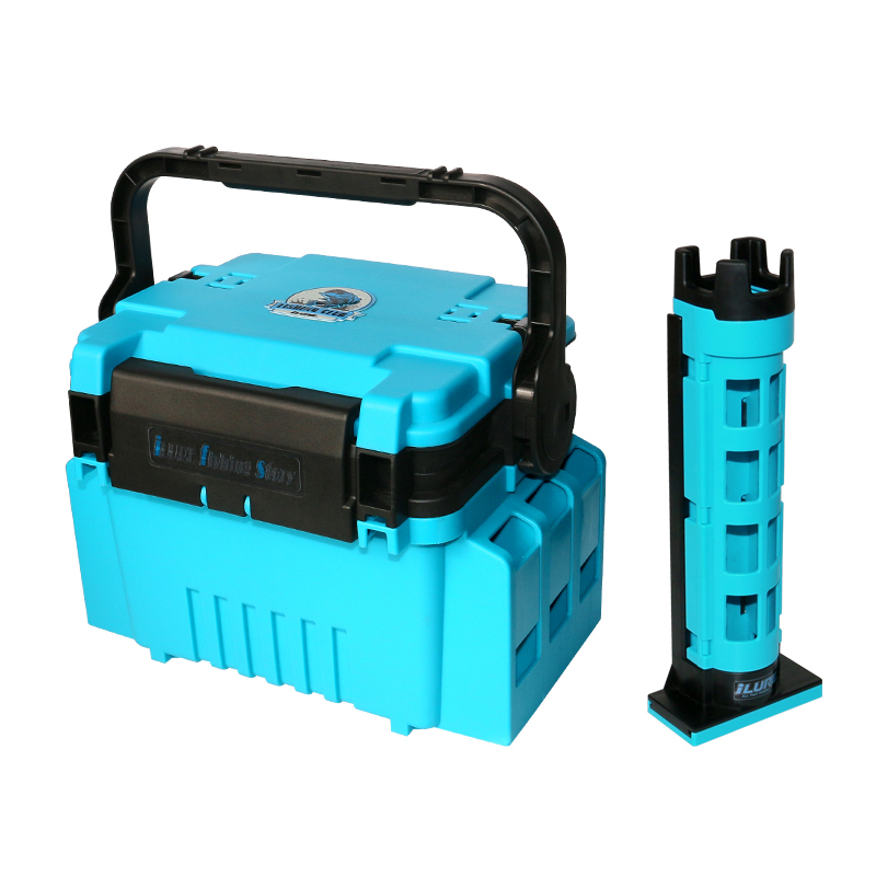 Bleu (1 boîte de pêche + 1 support de canne à pêche)