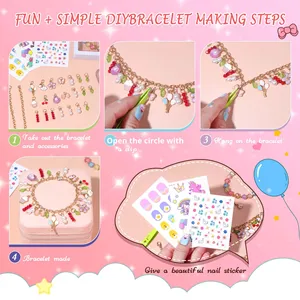 Braccialetti Fatti a Mano in Metallo con Perline Stile Cartoon Popolare Europeo-Americano, Gioielli Stile Ins per Ragazze 7-12 Anni, Regali per Bambini - Product Image 3