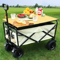 Chariot pliant de camping extérieur de roue pneumatique de cadre en acier avec la table
