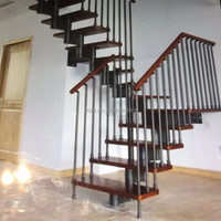 Vente en gros DIY moderne Escalier droit en tandem flottant en verre trempé Duplex à bande de roulement en bois pour application intérieure usage extérieur