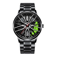 Montre à quartz A0908 pour homme, étanche, avec cadran rotatif 3D en acier, design sportif inspiré de la roue de voiture, 43 mm, simple, style moyeu de roue