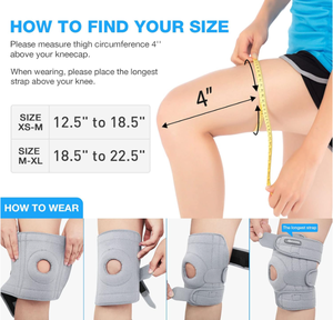 Supporto al ginocchio con Design Open-rotula per dolori articolari, riabilitazione lesioni, regolabile con 3 cinghie, circonferenza del ginocchio Gery - Product Image 3